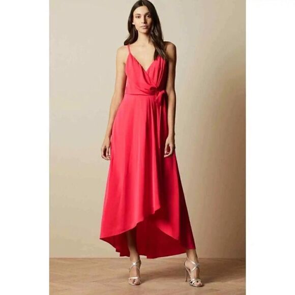 Ted Baker Leaanah Maxi Coral Dress Tank Sleeveless Wrap Size 4 - Picture 3 of 14